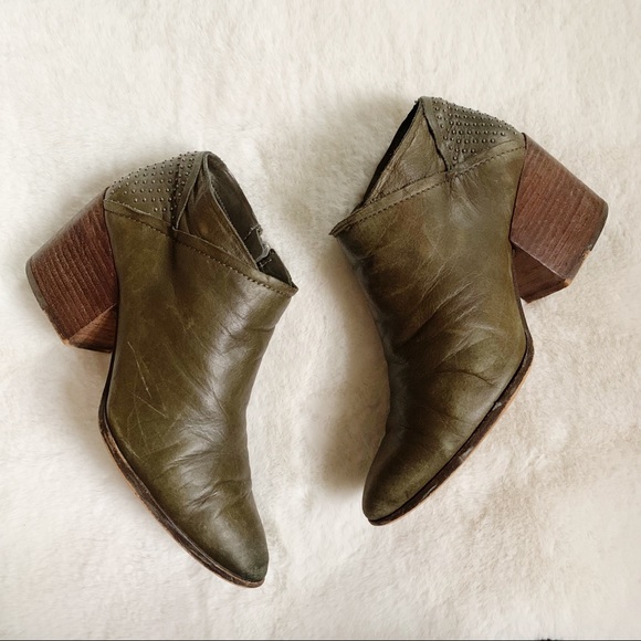 1. State Shoes - 1. State Jelin Hunter Booties Leather Green Sz 7.5